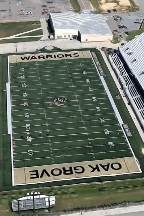 Aerial View of the Oak Grove Warriors football field in Oak Grove, MS | Bennett Heating and Air LLC