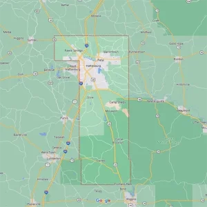 Google Maps Image of Forrest County located in Mississippi | Bennett Heating and Air LLC