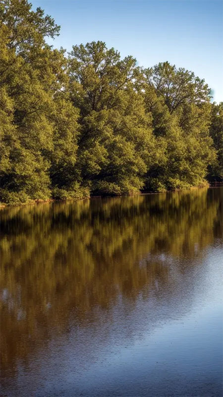 Photo of trees on the bank of a lake in Columbia, Mississippi | AC Repair | Bennett Heating and Air LLC